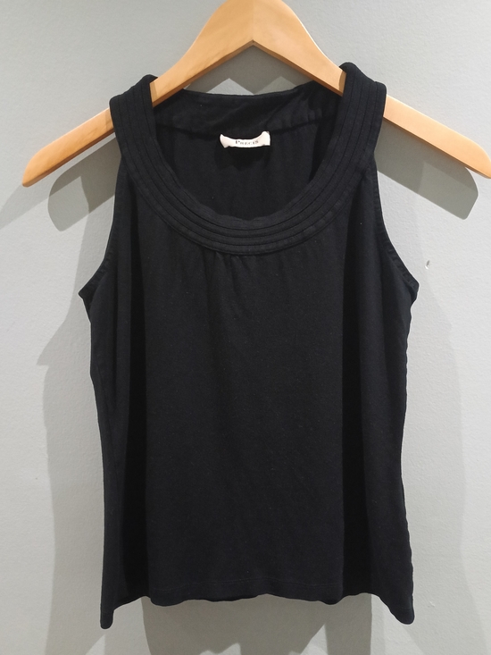 Precis Tops - Precis Women's Black Ribbed Scoop Tank Top